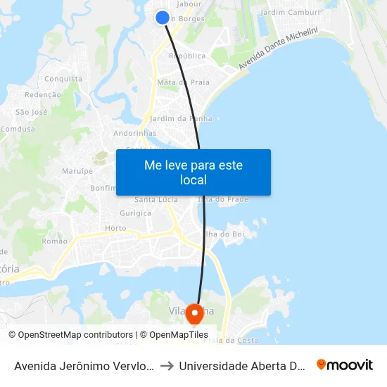 Avenida Jerônimo Vervloet, 500 to Universidade Aberta Do Brasil map