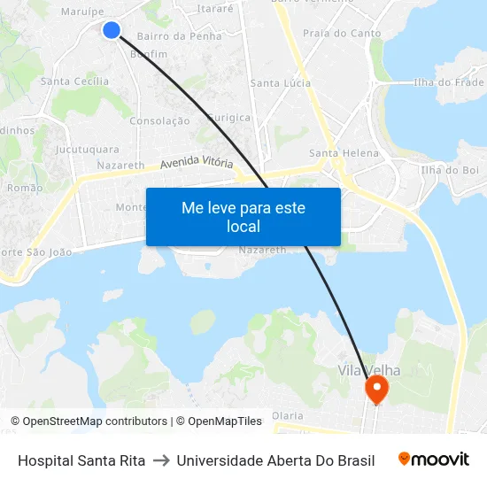 Hospital Santa Rita to Universidade Aberta Do Brasil map