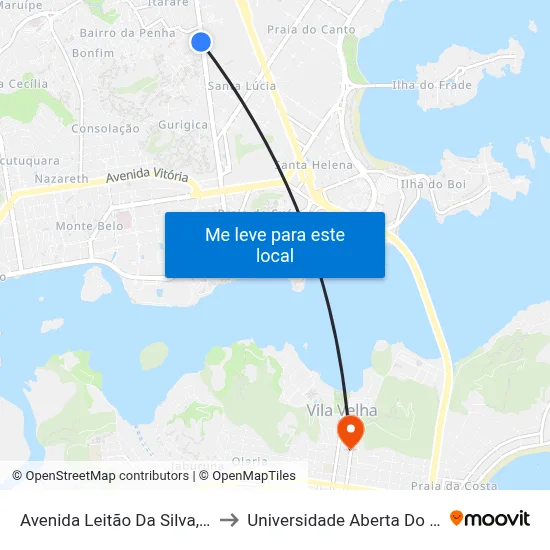 Avenida Leitão Da Silva, 1685 to Universidade Aberta Do Brasil map