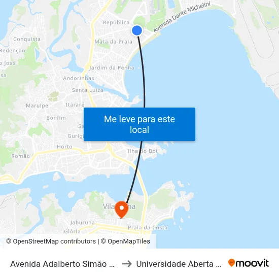 Avenida Adalberto Simão Nader, 238 to Universidade Aberta Do Brasil map