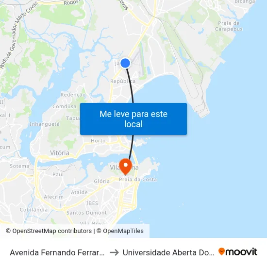 Avenida Fernando Ferrari, 3327 to Universidade Aberta Do Brasil map