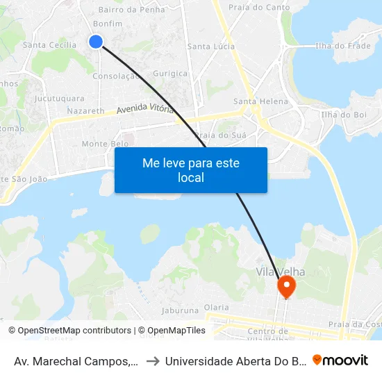 Av. Marechal Campos, 936 to Universidade Aberta Do Brasil map