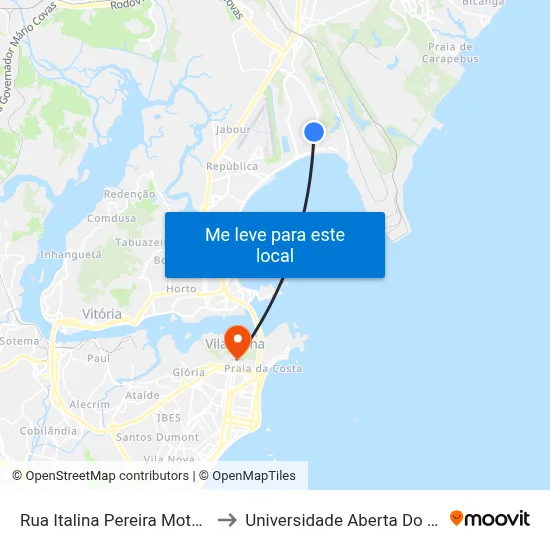 Rua Italina Pereira Mota, 144 to Universidade Aberta Do Brasil map