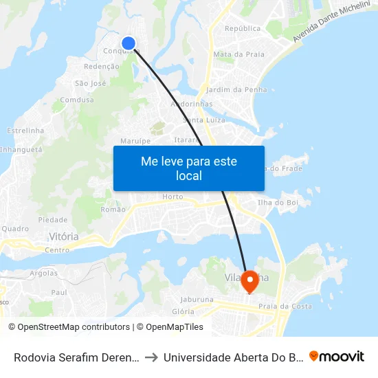 Rodovia Serafim Derenzi, 9 to Universidade Aberta Do Brasil map