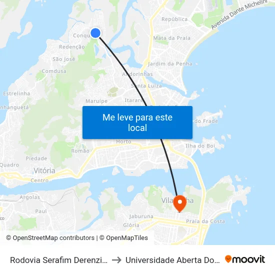 Rodovia Serafim Derenzi, 2534 to Universidade Aberta Do Brasil map