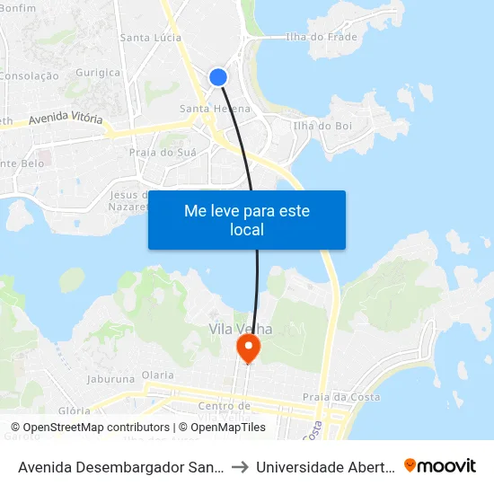 Avenida Desembargador Santos Neves, 551 to Universidade Aberta Do Brasil map