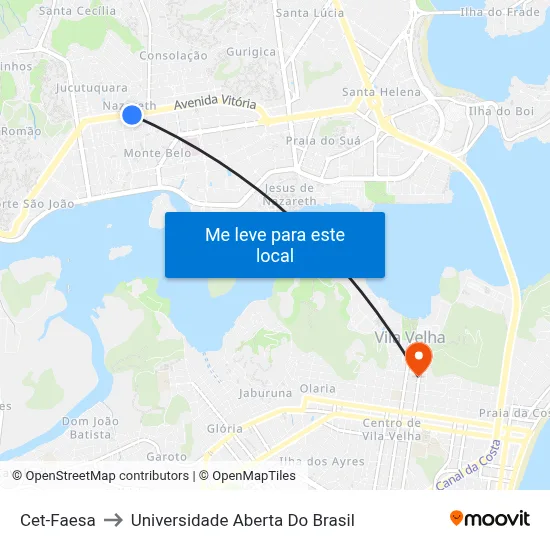Cet-Faesa to Universidade Aberta Do Brasil map