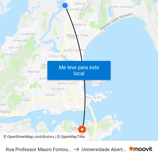 Rua Professor Mauro Fontoura Borges, 256 to Universidade Aberta Do Brasil map