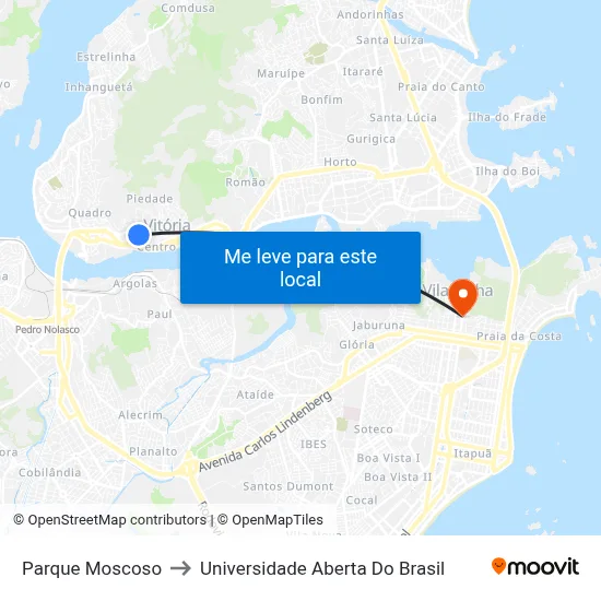 Parque Moscoso to Universidade Aberta Do Brasil map