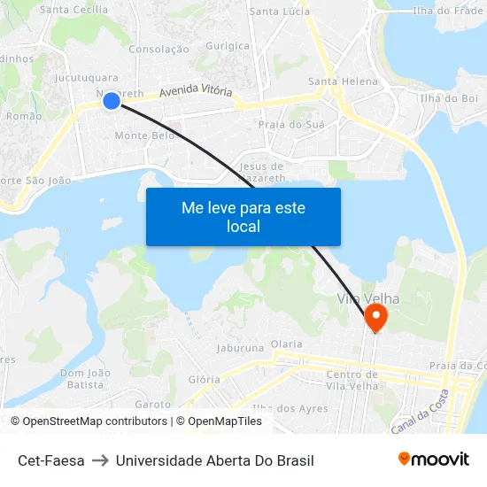 Cet-Faesa to Universidade Aberta Do Brasil map