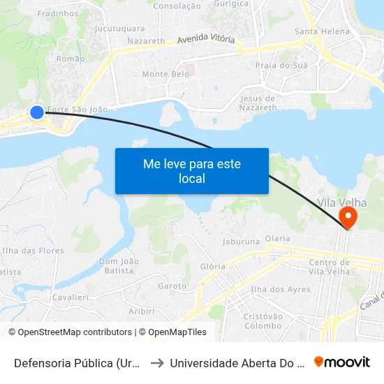 Defensoria Pública (Urbano) to Universidade Aberta Do Brasil map