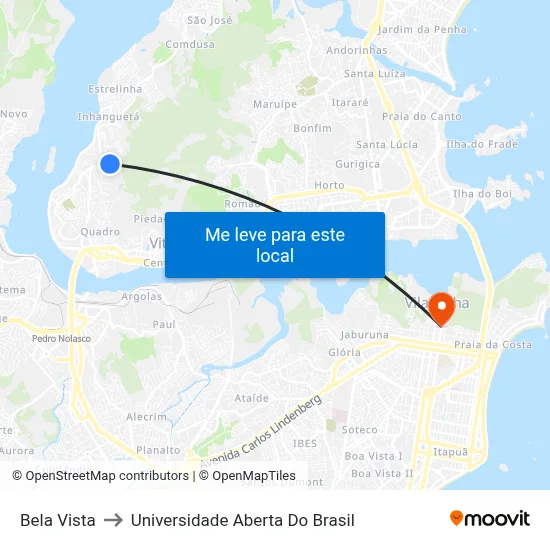Bela Vista to Universidade Aberta Do Brasil map