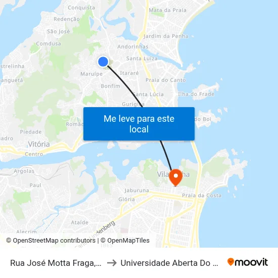 Rua José Motta Fraga, 172 to Universidade Aberta Do Brasil map