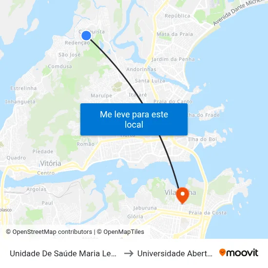 Unidade De Saúde Maria Leda Dos Santos to Universidade Aberta Do Brasil map