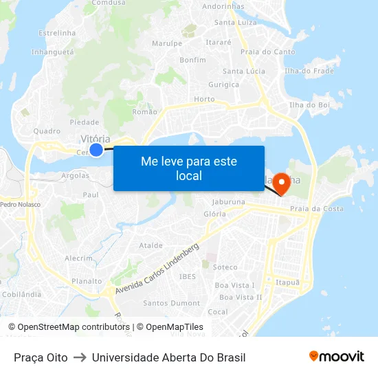 Praça Oito to Universidade Aberta Do Brasil map