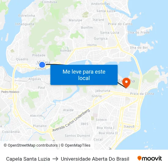 Capela Santa Luzia to Universidade Aberta Do Brasil map