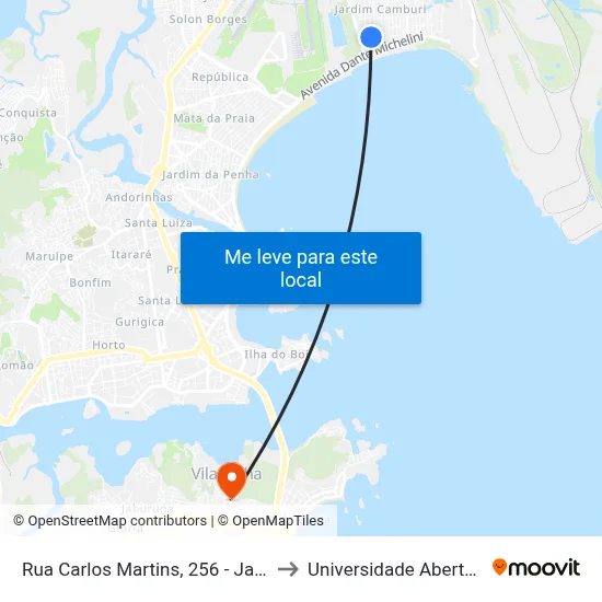 Rua Carlos Martins, 256 - Jardim Camburi to Universidade Aberta Do Brasil map