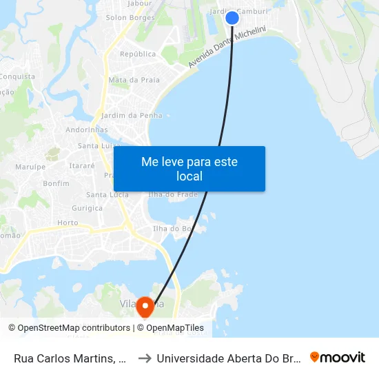 Rua Carlos Martins, 594 to Universidade Aberta Do Brasil map