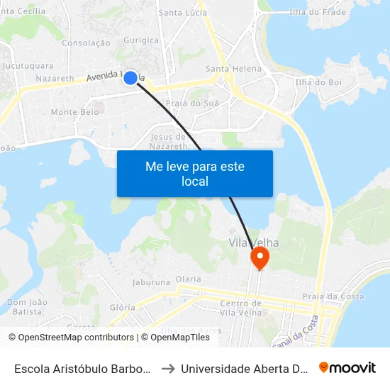 Escola Aristóbulo Barbosa Leão to Universidade Aberta Do Brasil map