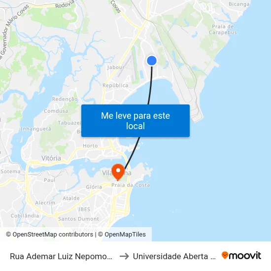 Rua Ademar Luiz Nepomoceno, 1213 to Universidade Aberta Do Brasil map