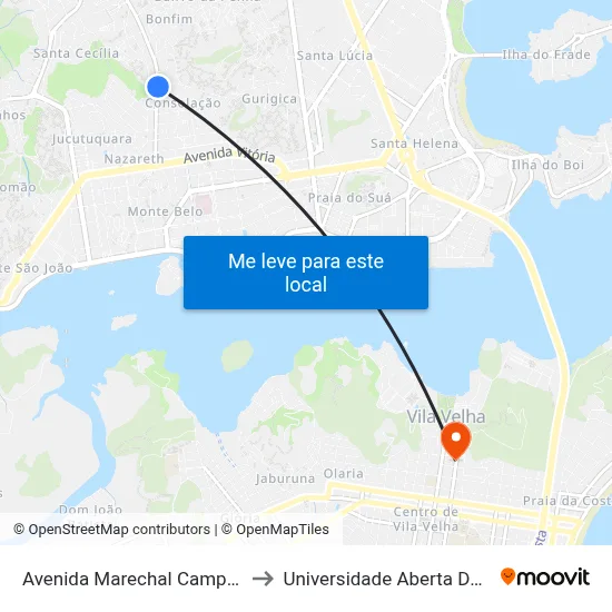 Avenida Marechal Campos, 622 to Universidade Aberta Do Brasil map