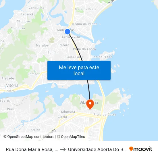 Rua Dona Maria Rosa, 425 to Universidade Aberta Do Brasil map