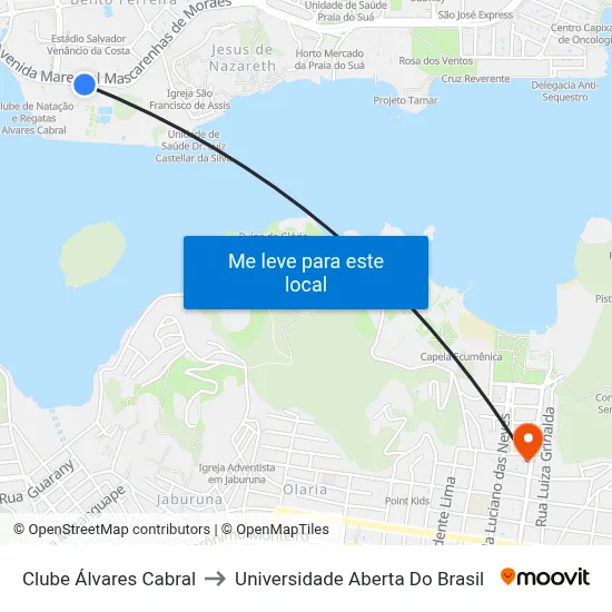 Clube Álvares Cabral to Universidade Aberta Do Brasil map