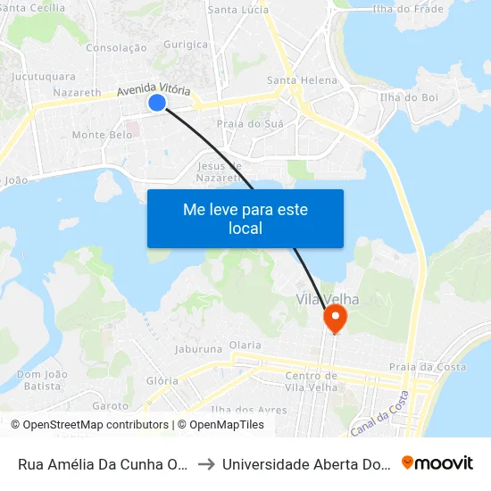 Rua Amélia Da Cunha Ornelas to Universidade Aberta Do Brasil map