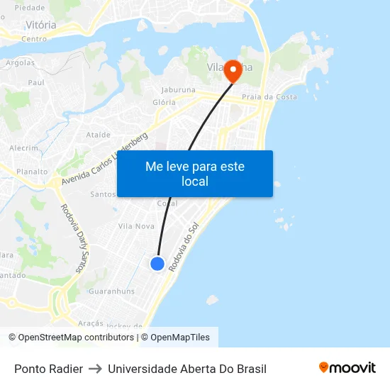 Ponto Radier to Universidade Aberta Do Brasil map