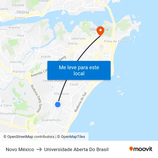 Novo México to Universidade Aberta Do Brasil map
