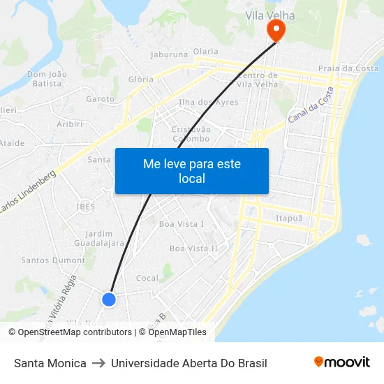 Santa Monica to Universidade Aberta Do Brasil map