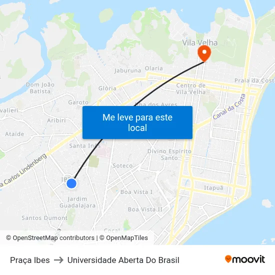 Praça Ibes to Universidade Aberta Do Brasil map