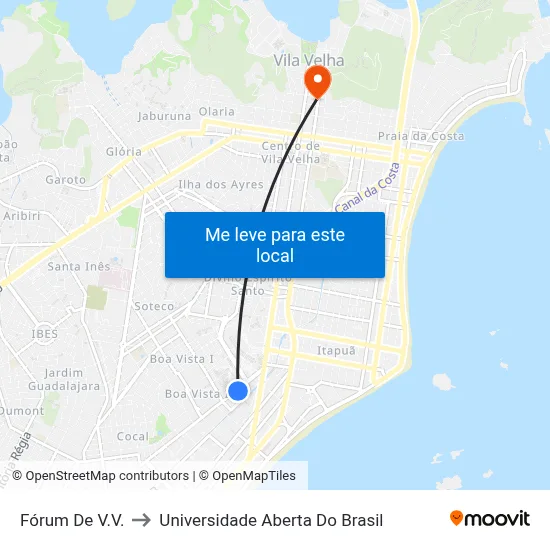 Fórum De V.V. to Universidade Aberta Do Brasil map