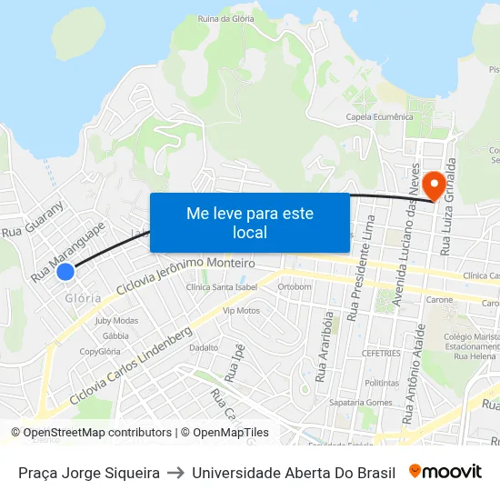 Praça Jorge Siqueira to Universidade Aberta Do Brasil map