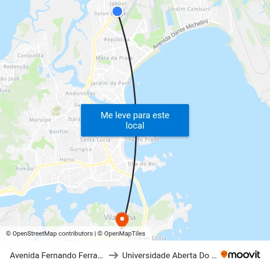 Avenida Fernando Ferrari, 792 to Universidade Aberta Do Brasil map