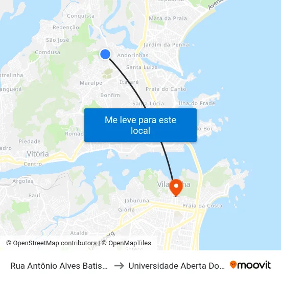 Rua Antônio Alves Batista, 115 to Universidade Aberta Do Brasil map