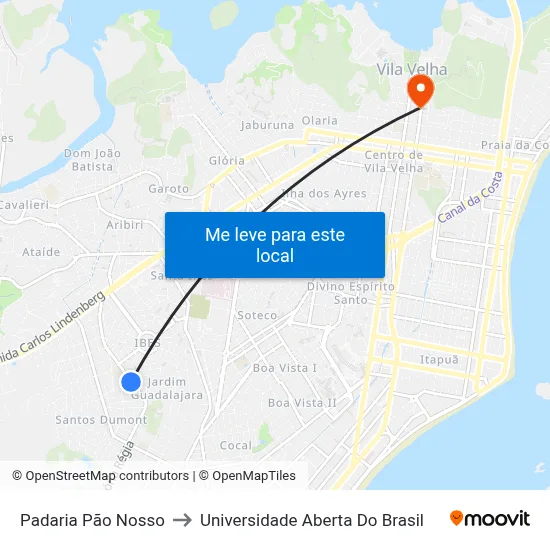 Padaria Pão Nosso to Universidade Aberta Do Brasil map