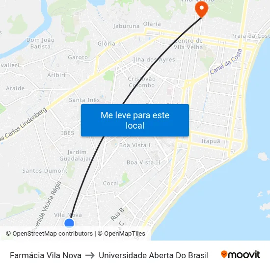 Farmácia Vila Nova to Universidade Aberta Do Brasil map