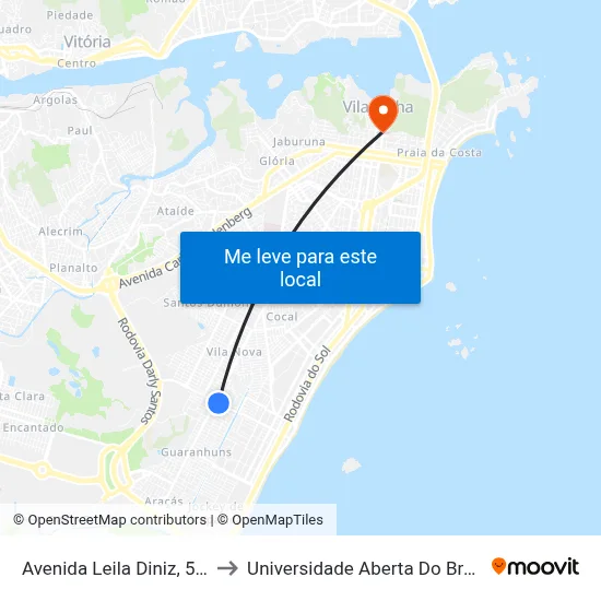 Avenida Leila Diniz, 561 to Universidade Aberta Do Brasil map