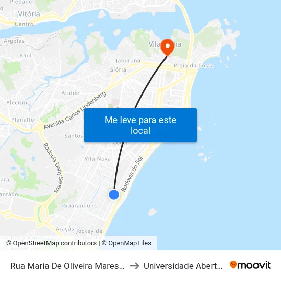 Rua Maria De Oliveira Maresguia, 363-465 to Universidade Aberta Do Brasil map