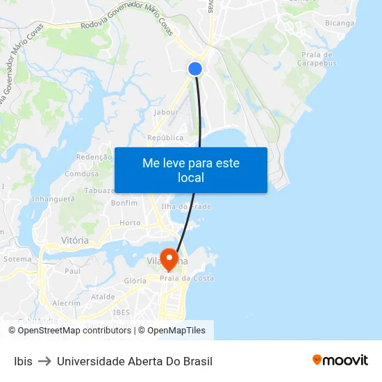 Ibis to Universidade Aberta Do Brasil map