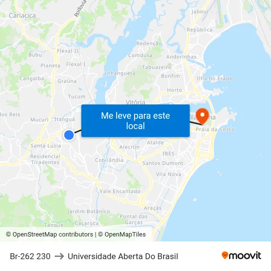 Br-262 230 to Universidade Aberta Do Brasil map
