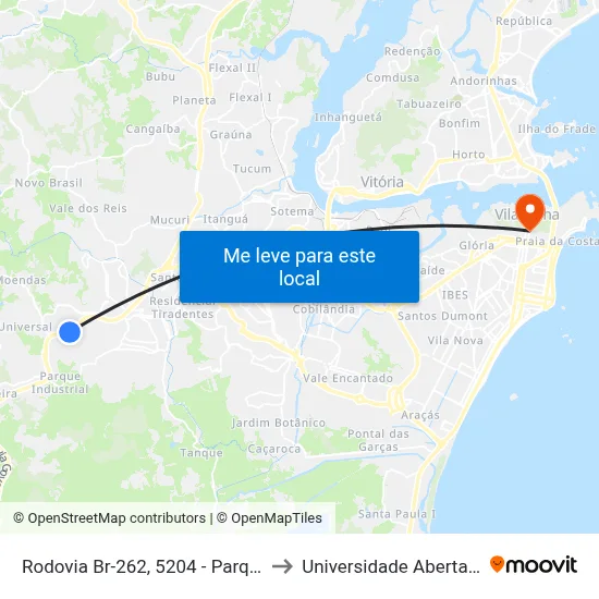 Rodovia Br-262, 5204 - Parque Industrial to Universidade Aberta Do Brasil map