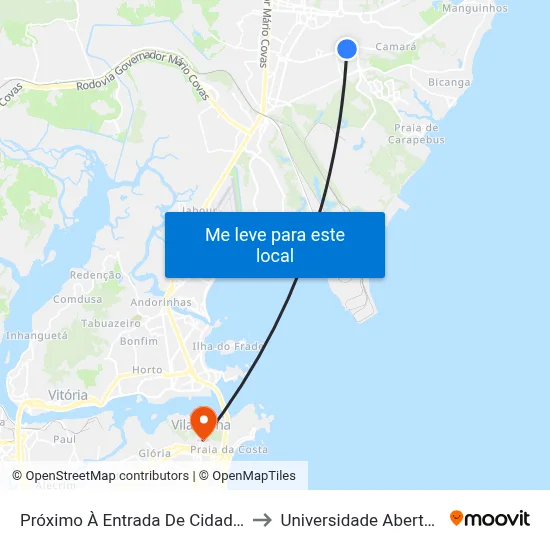 Próximo À Entrada De Cidade Continental to Universidade Aberta Do Brasil map
