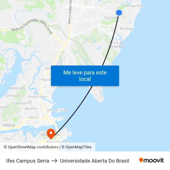 Ifes Campus Serra to Universidade Aberta Do Brasil map