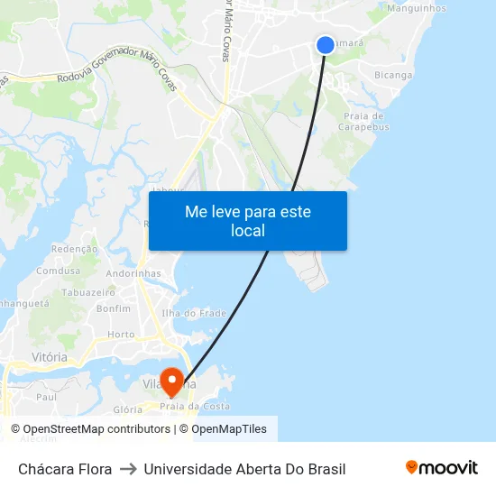 Chácara Flora to Universidade Aberta Do Brasil map