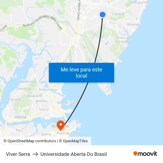 Viver Serra to Universidade Aberta Do Brasil map