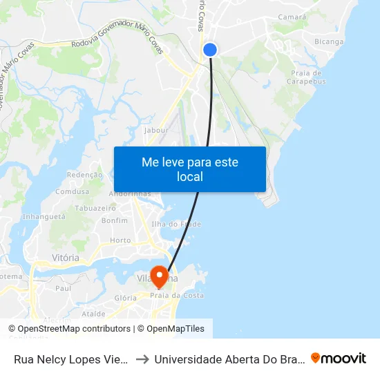 Rua Nelcy Lopes Vieira to Universidade Aberta Do Brasil map
