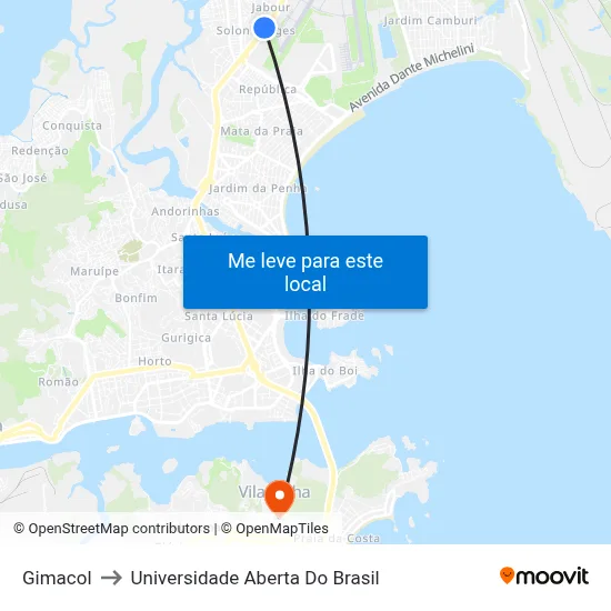 Gimacol to Universidade Aberta Do Brasil map