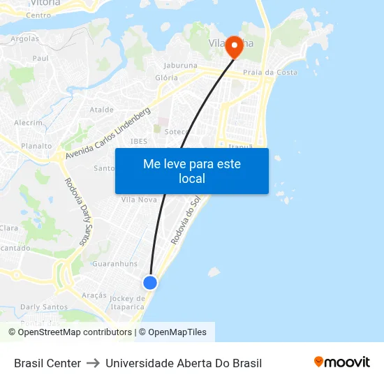 Brasil Center to Universidade Aberta Do Brasil map